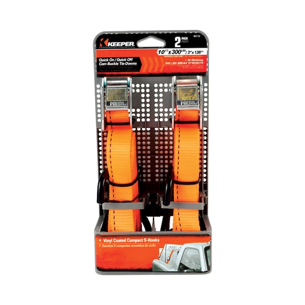 Keeper Keeper 1 in. W X 10 ft. L Orange Tie Down 300 lb 2 pk 45112 - main